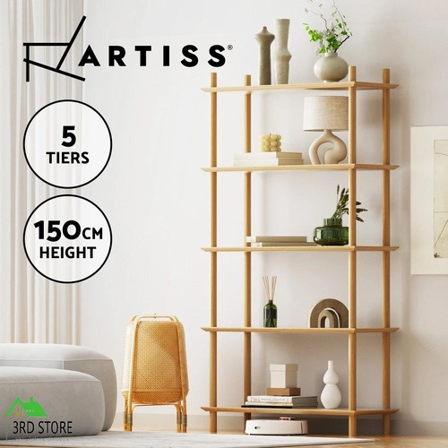 Artiss Bookshelf 5 Tiers Bookcase Display Shelves Wooden Storage Stand Rack Pine