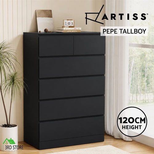 Artiss 6 Chest of Drawers Tallboy PEPE Black