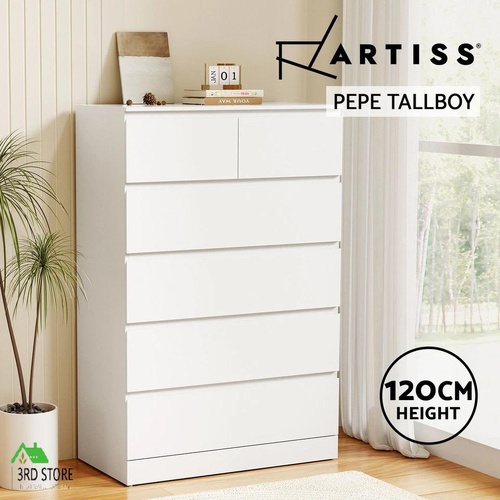 RETURNs Artiss 6 Chest of Drawers Dresser Tallboy Storage Cabinet Bedroom White PEPE