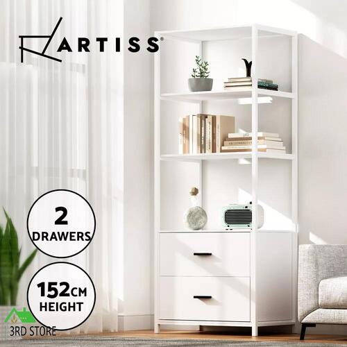 Artiss Bookshelf Display Shelf 2 Drawers 152CM White