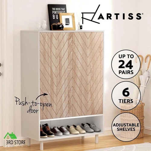 Artiss Shoe Rack Cabinet 24 Pairs 6-tier White