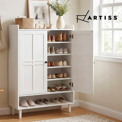 Artiss Shoe Rack Cabinet Storage Cupboard 3 Adjustable Shelves White