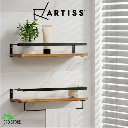 Artiss 2x Floating Wall Shelves Brackets Towel Rail Rack DIY Wall Mount Rack