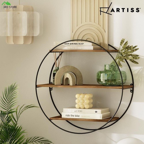 Artiss Floating Wall Shelves Brackets Round 3 Tiers Display DIY Wall Mount Rack