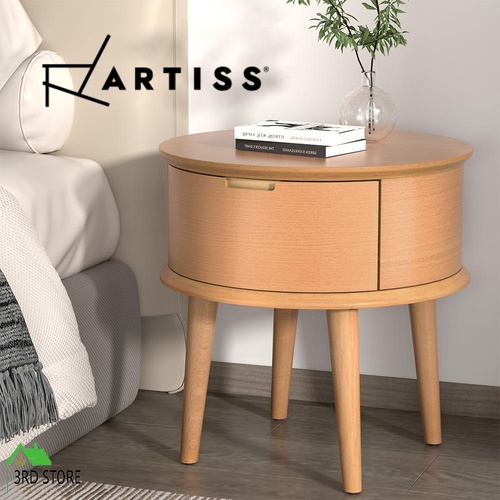 Artiss Bedside Table Curved Drawers Side End Table Nightstand Legs Bedroom Oak