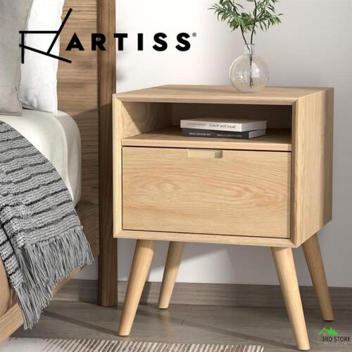 RETURNs Artiss Bedside Table Side End Table Shelf Drawers Nightstand Bedroom Storage