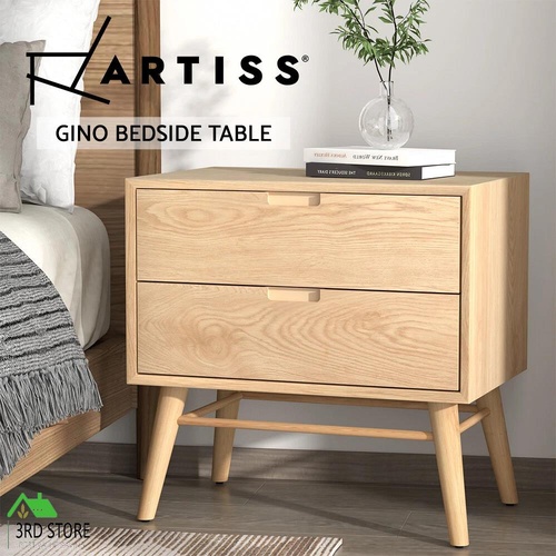 Artiss Bedside Table 2 Drawers Side End Table Nightstand Legs Bedroom Storage