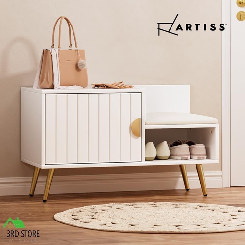 Artiss Shoe Rack Storage Cabinet Bench Organiser Padded Seat 6 Pairs White