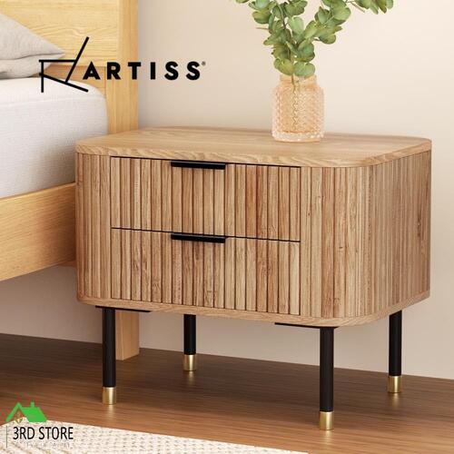 Artiss Bedside Table 2 Drawers Side Table Storage Cabinet Nightstand Paulownia