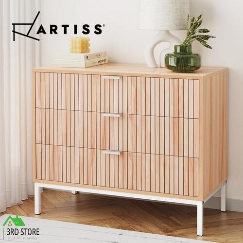 Artiss 3 Chest of Drawers Dresser Tallboy Storage Cabinet Bedroom Pine LURA