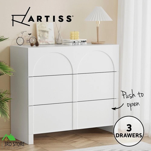 Artiss 3 Chest of Drawers Lowboy Dresser Cabinet White