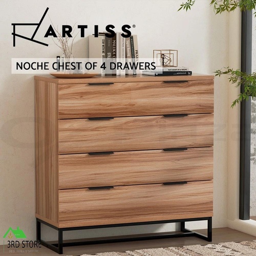 Artiss 4 Chest of Drawers Cabinet Dresser Table Tallboy Storage Bedroom Rust Oak
