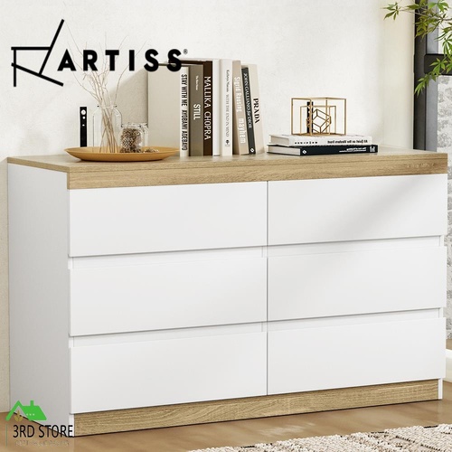 RETURNs Artiss 6 Chest of Drawers Dresser Tallboy Storage Cabinet Bedroom White LIOR
