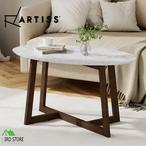 Artiss Coffee Table Oval Marble Effect