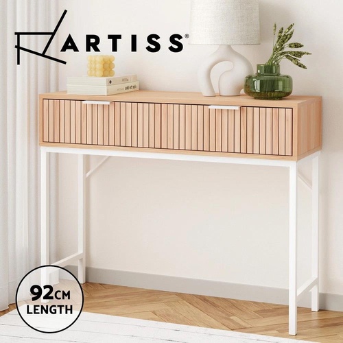 Artiss Console Table Hallway Drawer Wooden Entryway Desk Display Shelf Metal Leg