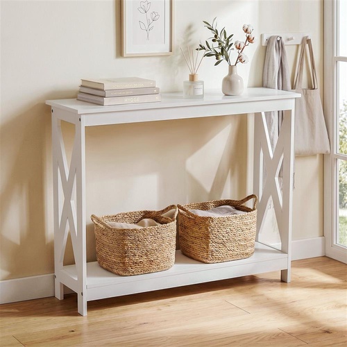 Artiss Console Table Entryway Hallway Display 2-Tier Narrow Sofa Table 100CM White