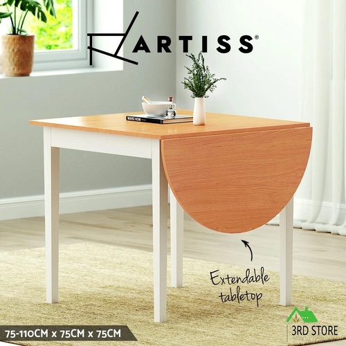 Artiss Dining Table 110cm Extendable Semi-circle Tabletop Wooden Legs
