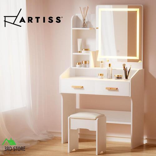 Artiss Dressing Table LED Makeup Mirror Stool Set Vanity Desk White