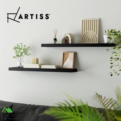 Artiss Floating Wall Shelf Set of 2 Black 90CM