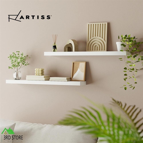 Artiss Floating Wall Shelf DIY Mount Shelves 2pcs Book Display Rack White 90CM