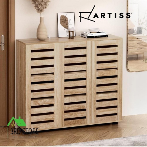 Artiss Shoe Cabinet Shoes Organiser Storage Rack 30 Pair Adjustable Shelf Wooden
