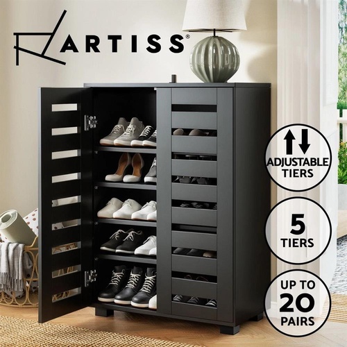 Artiss Shoe Rack Storage Cabinet 20 Pairs 5-tier Black Alster