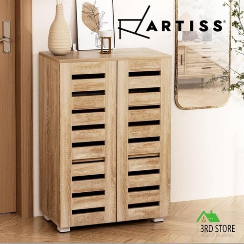 Artiss Shoe Cabinet Shoes Storage Rack 20 Pairs Organiser Shelf Cupboard Pine