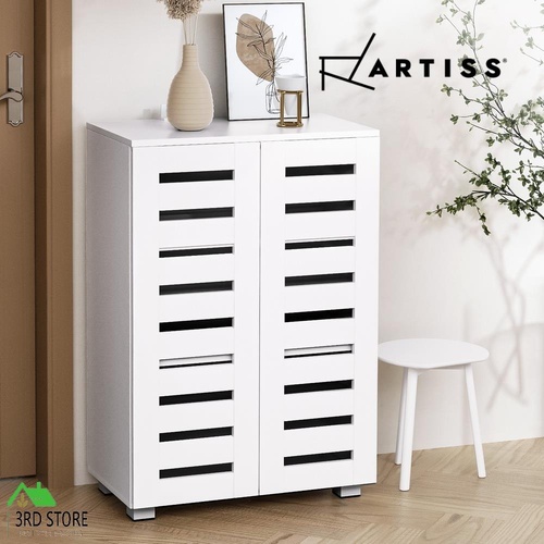Artiss Shoe Rack Storage Cabinet 20 Pairs 5-tier Organiser Shelf Cupboard White