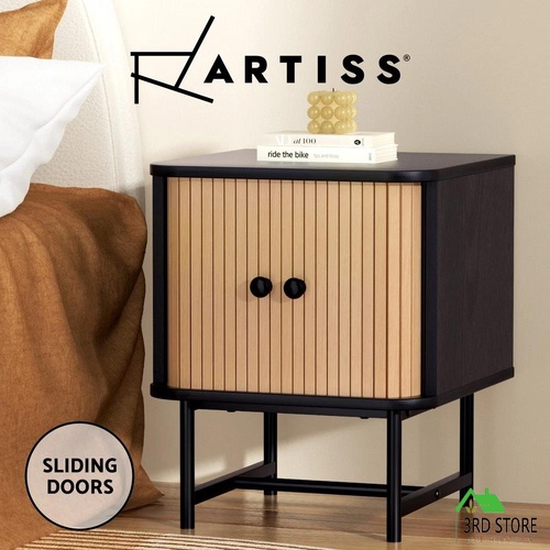 Artiss Bedside Table with Sliding Doors BORIS