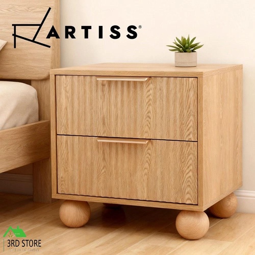 Artiss Bedside Table Nightstand 2 Drawers Side End Table Cabinet Storage Pine