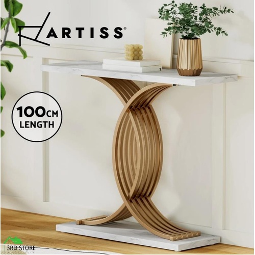 Artiss Console Table Hallway Table Marble Effect Entry Table White Tabletop