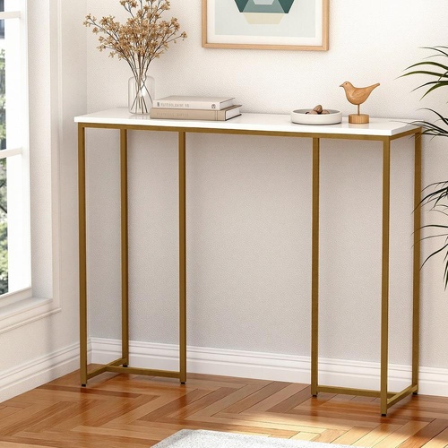 Artiss Console Table Marble Effect White&Gold