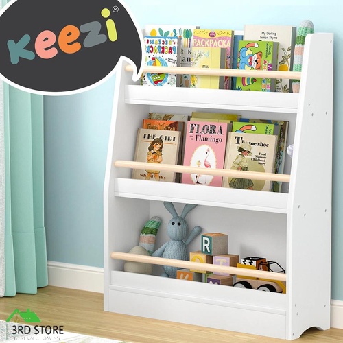 Keezi Kids Bookshelf 3 Tiers Storage Children Bookcase Organiser Display Shelf