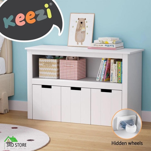 Keezi Kids Bookshelf 3 Drawers Storage Children Bookcase Toy Organiser Display