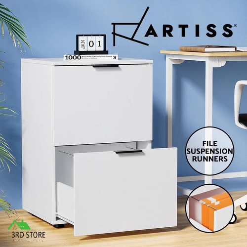 Artiss Filing Cabinet Files Storage Office Shelves File Organiser White 2 Drawer