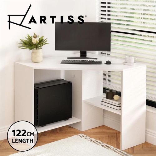 Artiss Corner Computer Desk Shelves CPU Stand L-shape Home Office Workstation Desks