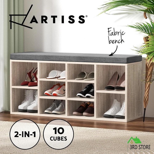 Artiss Shoe Cabinet Bench Shoes Storage Rack Organiser Wooden Shelf Cupboard Box