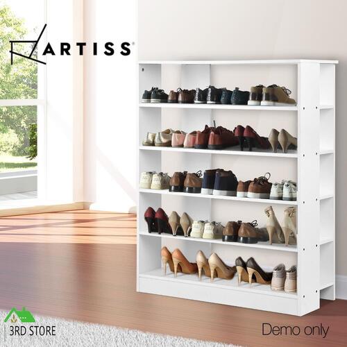 Artiss Shoe Cabinet Shoes Organiser Storage Rack 30 Pairs White Shelf Wooden