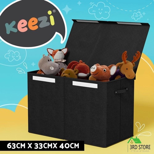 Keezi Large Toy Box Chest Storage with Flip-Top Lid Foldable Organizer Bins