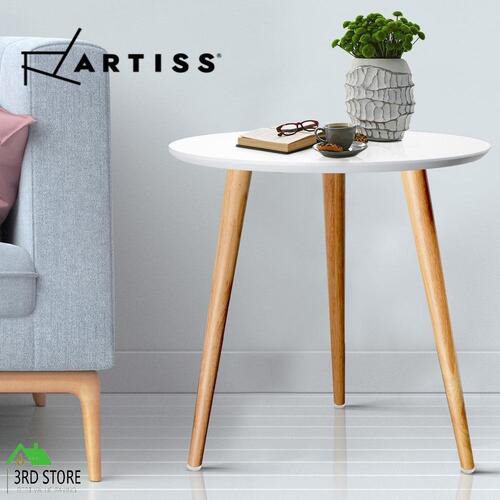 Artiss Coffee Table Round Side End Tables Bedside Wood Legs White Scandinavian