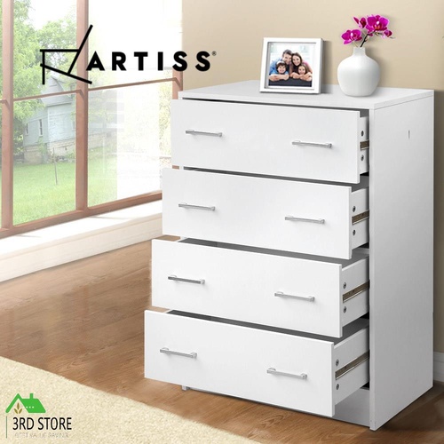 Artiss 4 Chest of Drawers Tallboy Dresser Table Bedroom Storage Cabinet White