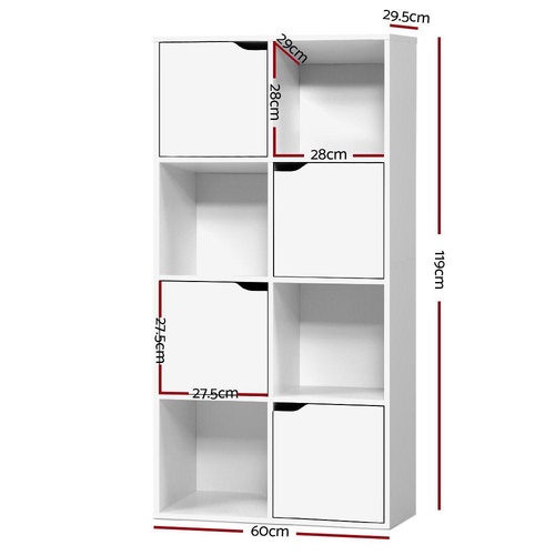 Artiss Display Shelf Bookshelf 8 Cube Storage Door Cabinet Organiser Unit White