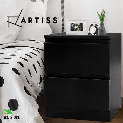 RETURNs Artiss Bedside Tables Drawers Side Table Bedroom Furniture Nightstand Black Lamp
