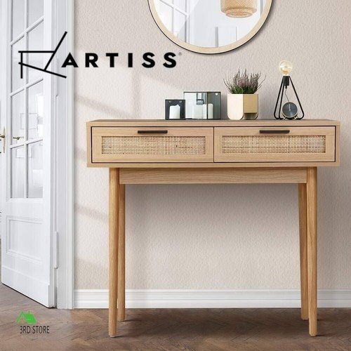Artiss Rattan Console Table Drawer Storage Hallway Tables Drawers