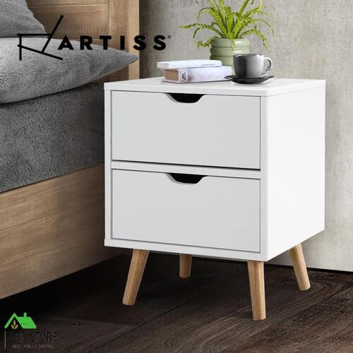 Artiss Bedside Tables Drawers Side Table Nightstand White Storage Cabinet Wood