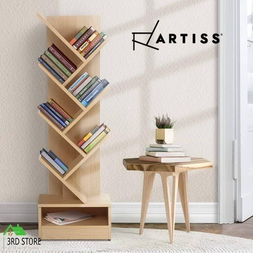 Artiss Display Shelf 7-Shelf Tree Bookshelf Book Storage Rack Bookcase Natural