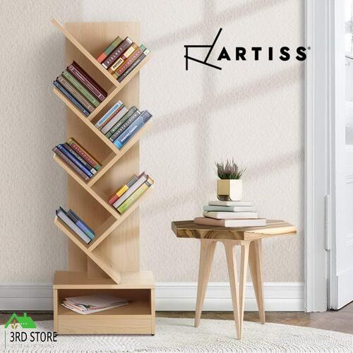 Artiss Display Shelf 7-Shelf Tree Bookshelf Book Storage Rack Bookcase Natural