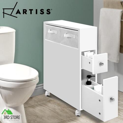 Artiss Bathroom Storage Toilet Cabinet Caddy Holder Drawer Basket With Wheels