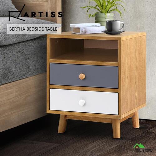 Artiss Bedside Tables Side Table 2 Drawers Nightstand Bedroom Cabinet Wood