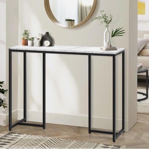 Artiss Console Table Hallway Table With Marble Effect Tabletop White Entry Table